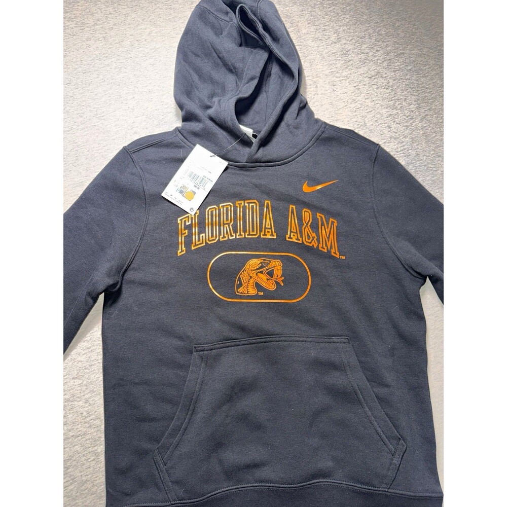 Brand New Nike Florida A&M Rattlers Hoodie Sweatshirt Black/Orange Boys Size Md